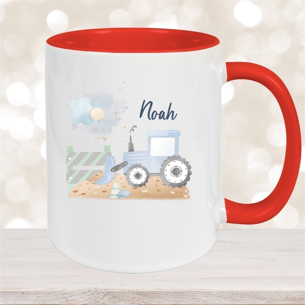 Tasse Wunschname Baustelle Traktor #1 Keramik Kinderbecher versch. Farben