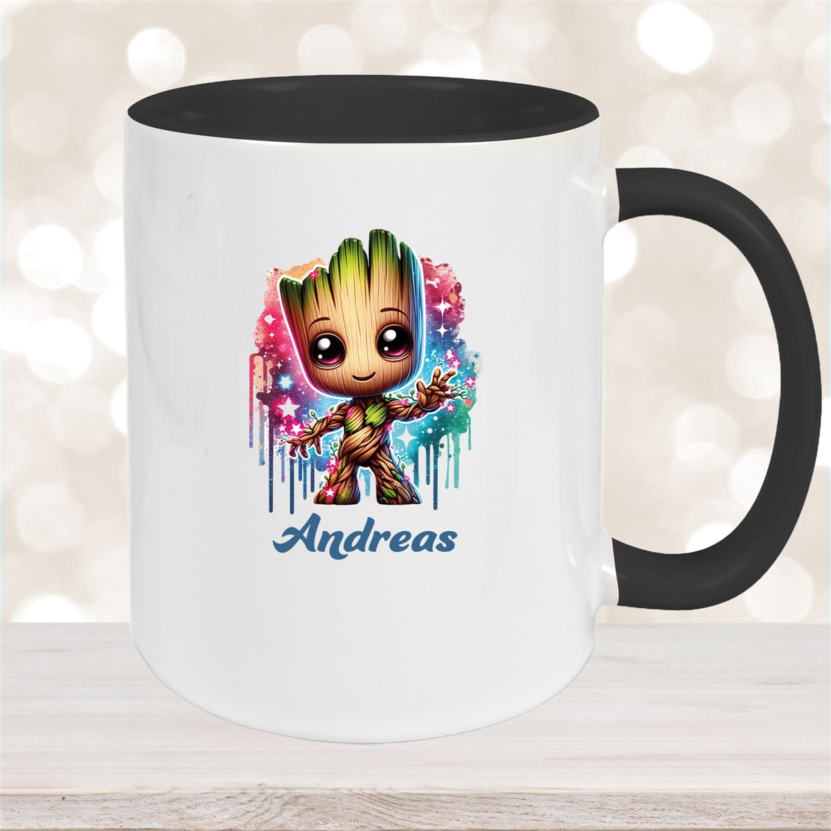 Tasse Baby-Groot #2 Wunschname Keramik Kinderbecher personalisiert Schwarz