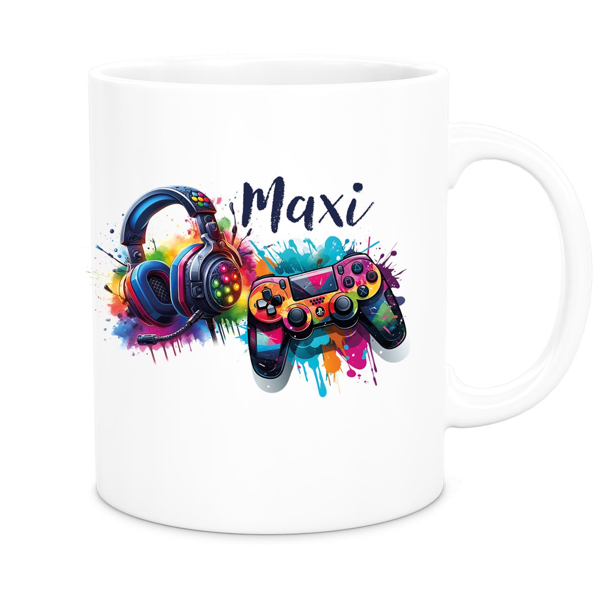 Tasse Gamer 3 Wunschname Keramik Kinderbecher personalisiert versch. Farben