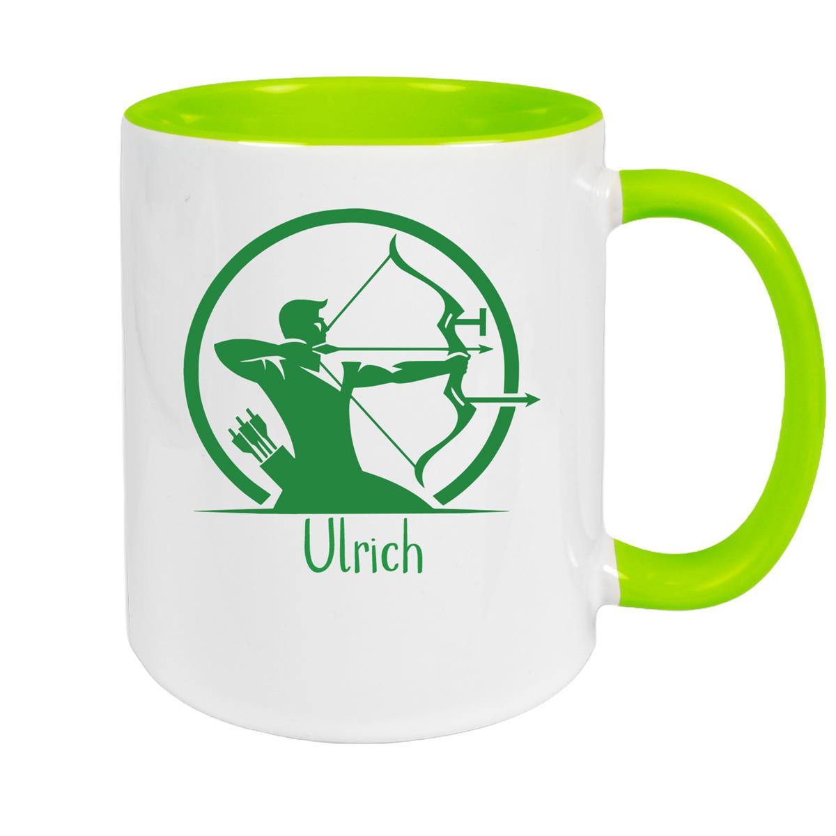 Tasse Bogenschütze 1 Wunschname Keramik personalisiert versch. Farben