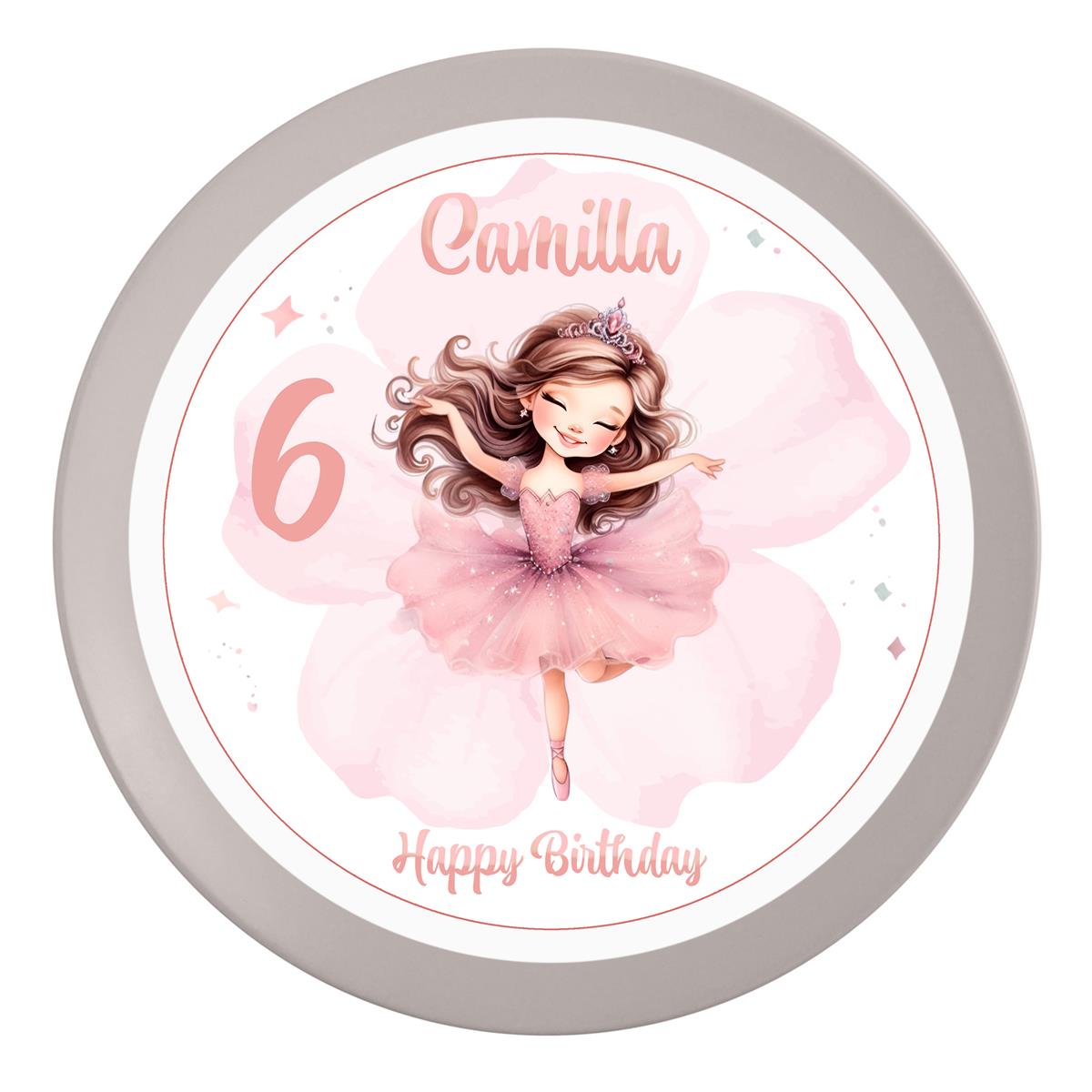 Tortenaufleger Geburtstag Ballerina 2 Name & Zahl (20cm)