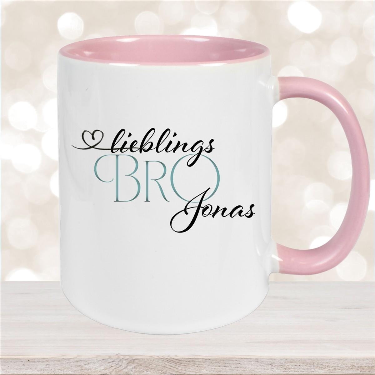 Tasse Wunschname Lieblings-Bro 1 personalisiert Keramik Becher versch. Farben