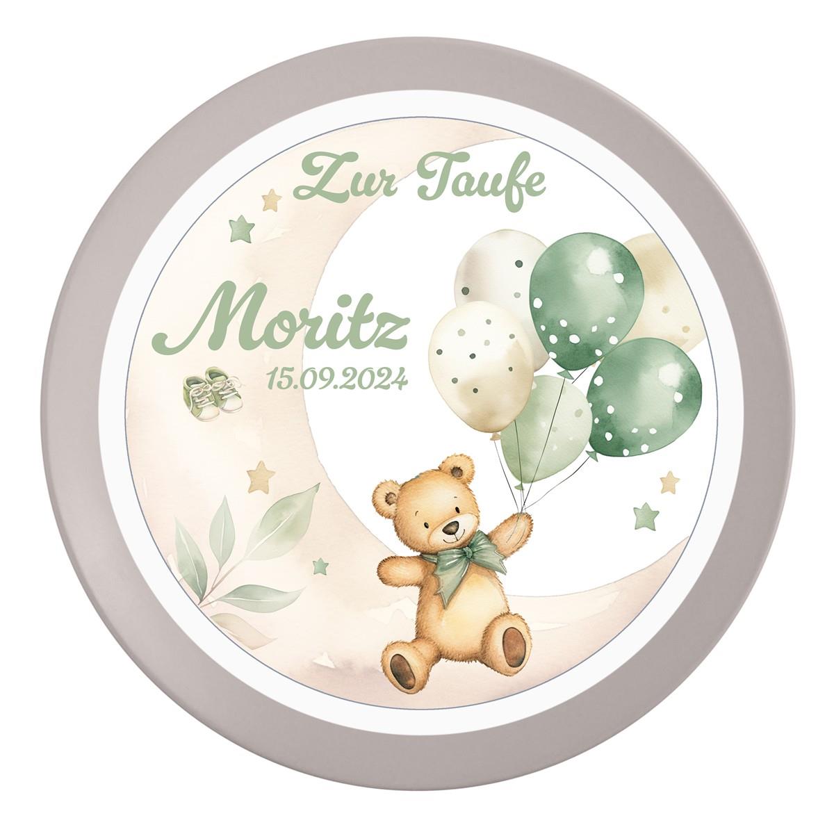Tortenaufleger Taufe Bär 1 Name & Datum (20cm)