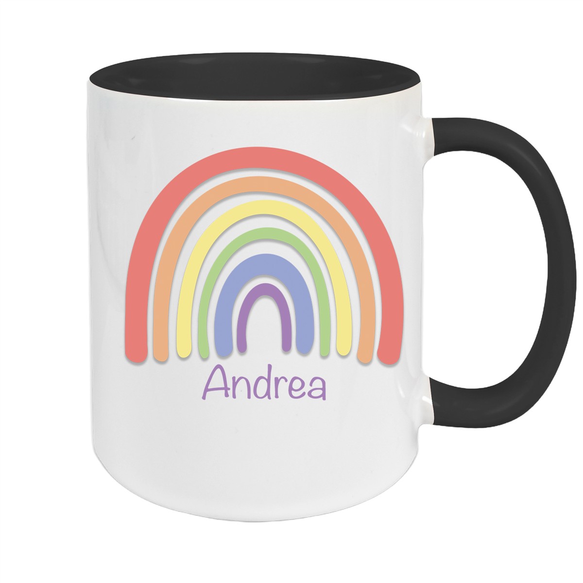 Tasse Wunschname Regenbogen #1 Keramik Kinderbecher Schwarz