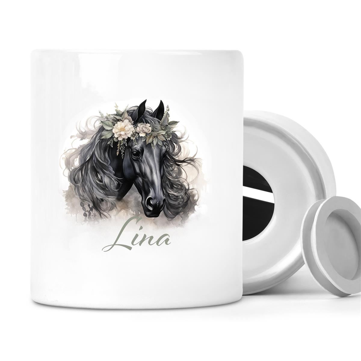 Spardose mit Wunschname Pferd 3 personalisiert