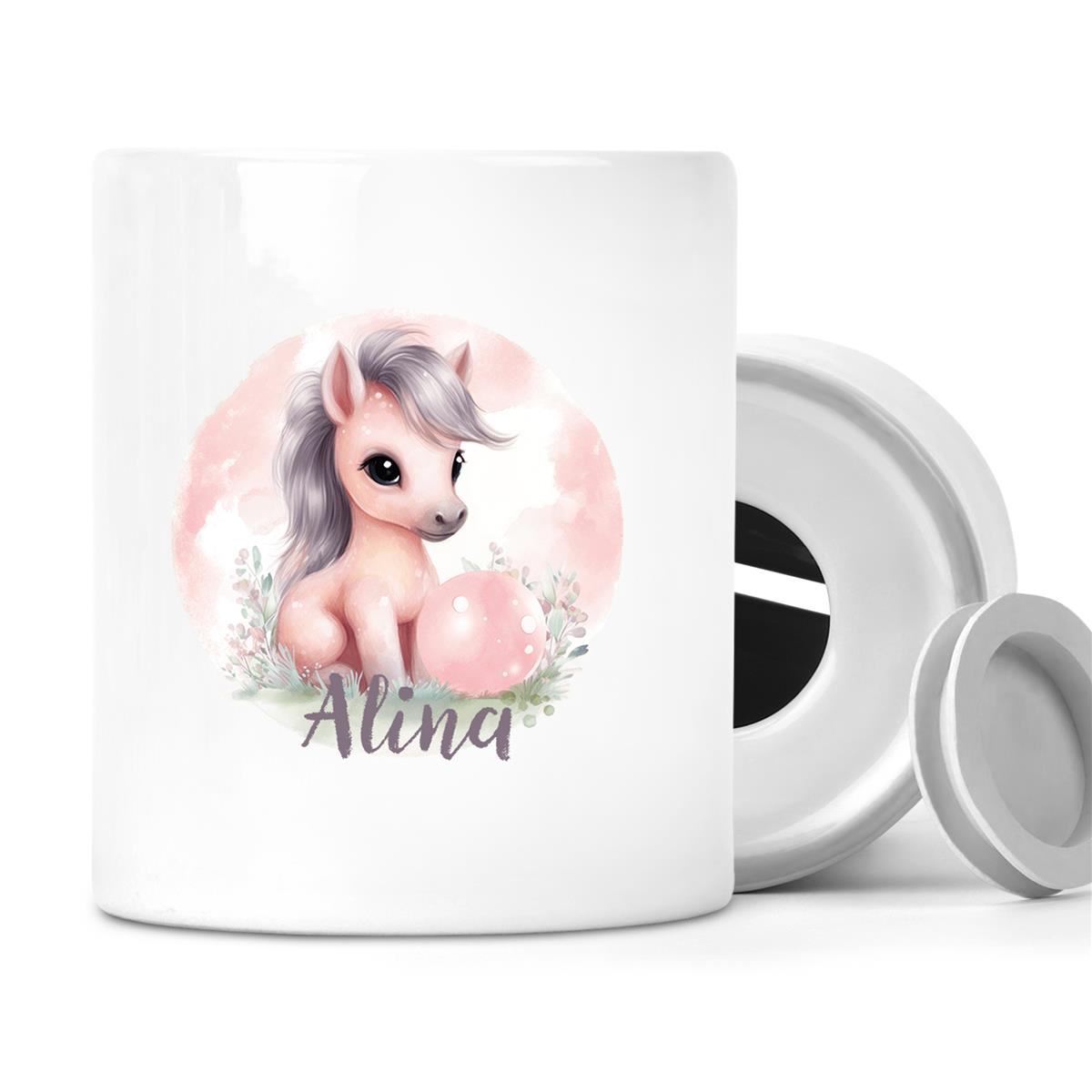 Spardose mit Wunschname Pferd 7 personalisiert