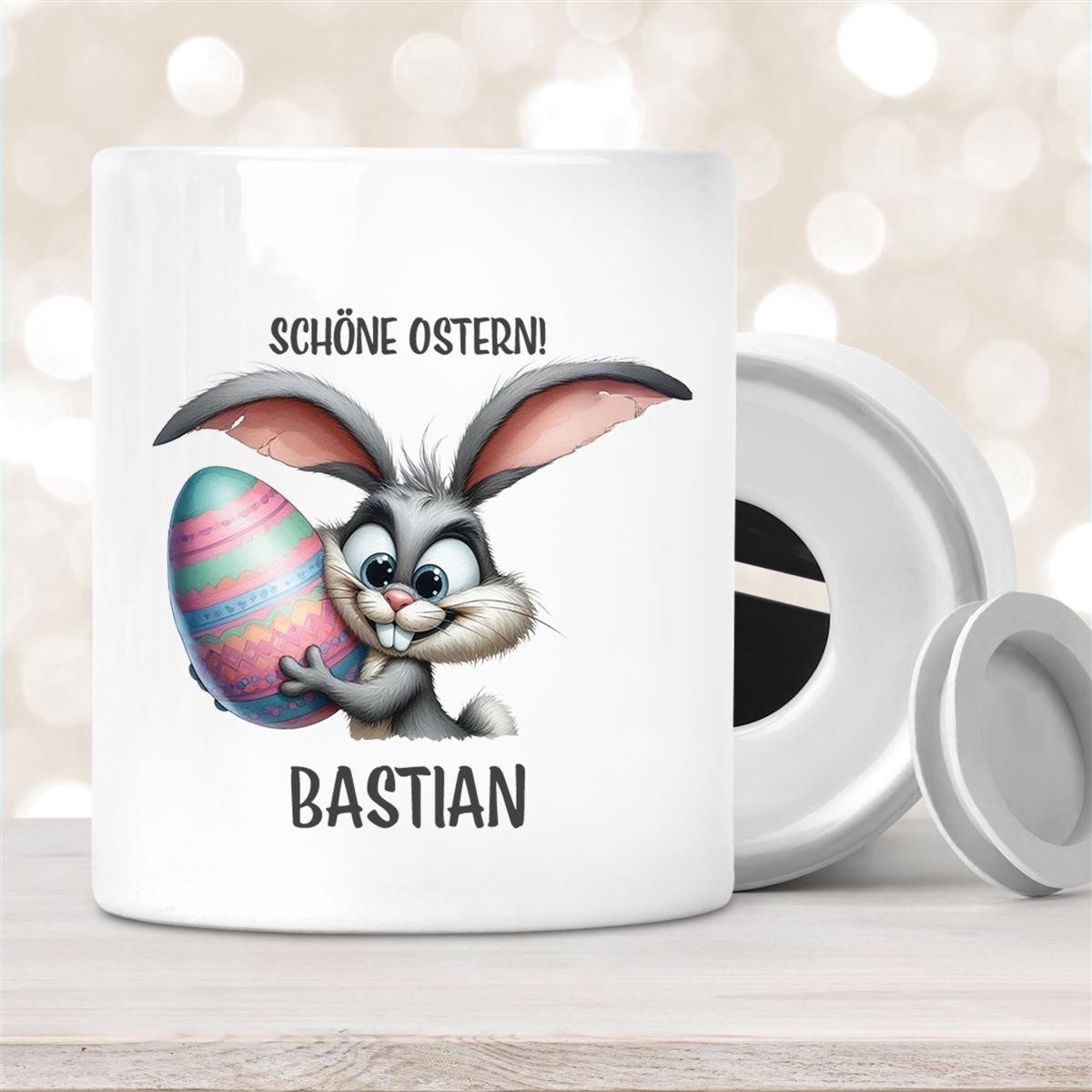 Spardose Ostern - Hase #5 mit Wunschname personalisiert