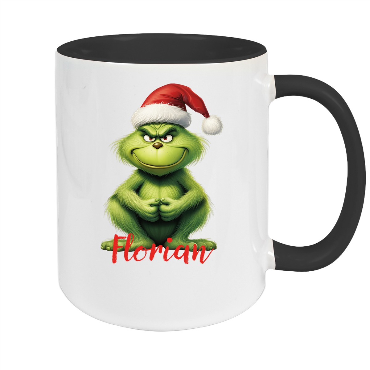 Tasse Wunschname Weihnachten Grinch #5 Keramik Kinderbecher Schwarz