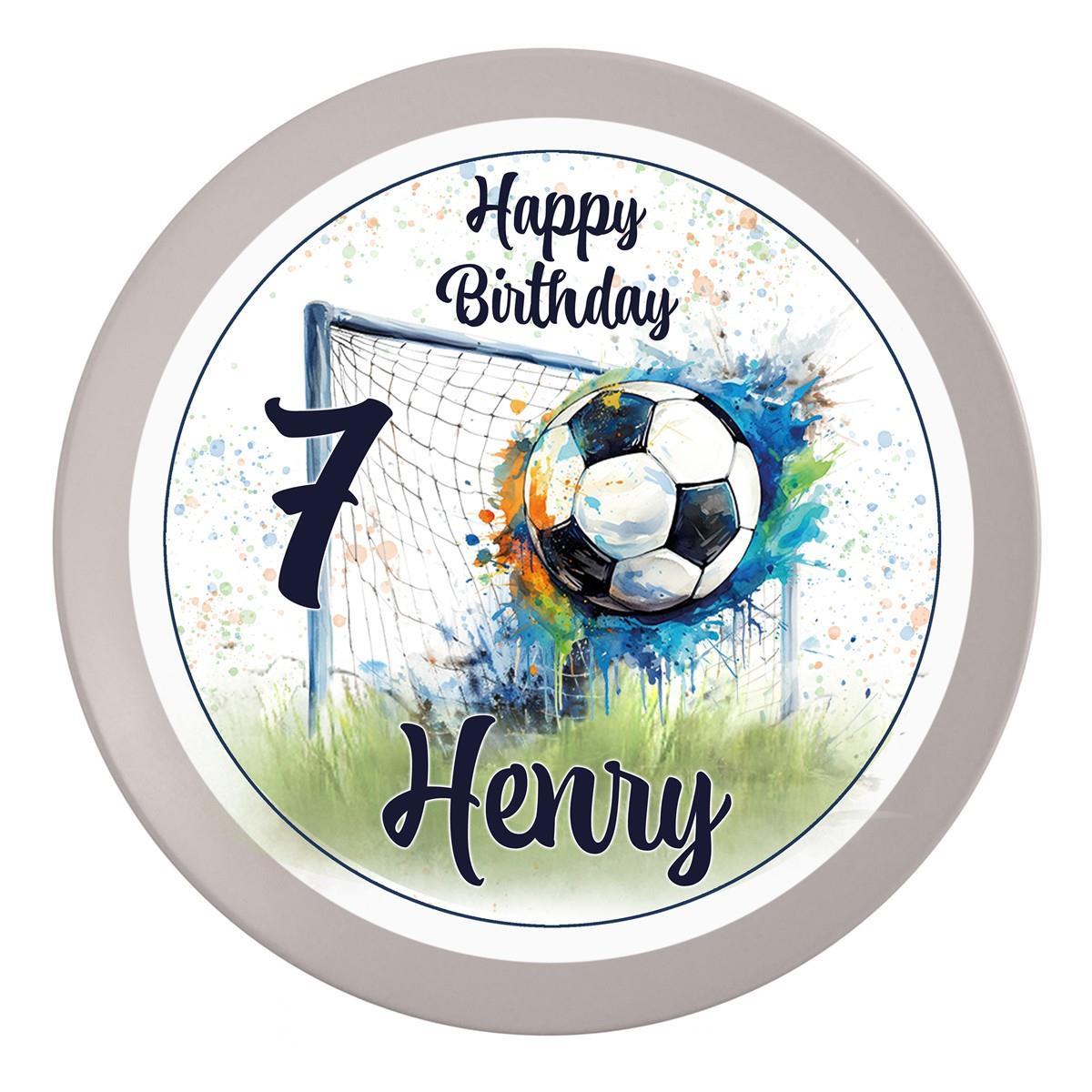 Tortenaufleger Geburtstag Fußball 9 Personalisiert Name & Zahl (20cm) Fondant Papier