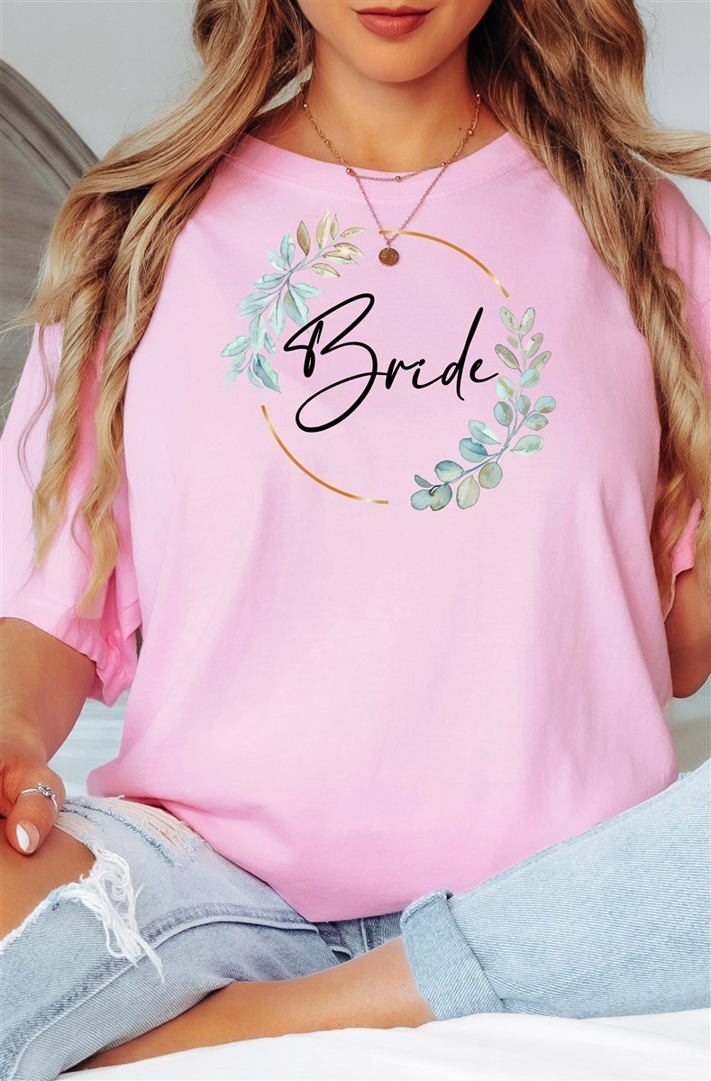 T-Shirt Bride #02-Eukalyptus – Damen-Shirt für den Junggesellinnenabschied Bride-Pink-XXL