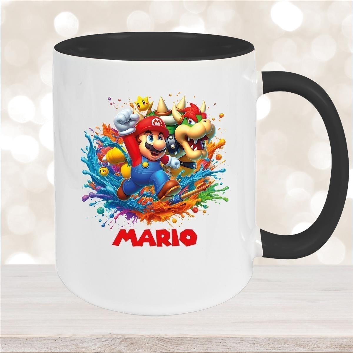 Tasse Wunschname Super-Mario 5 Keramik Kinderbecher personalisiert versch. Farben