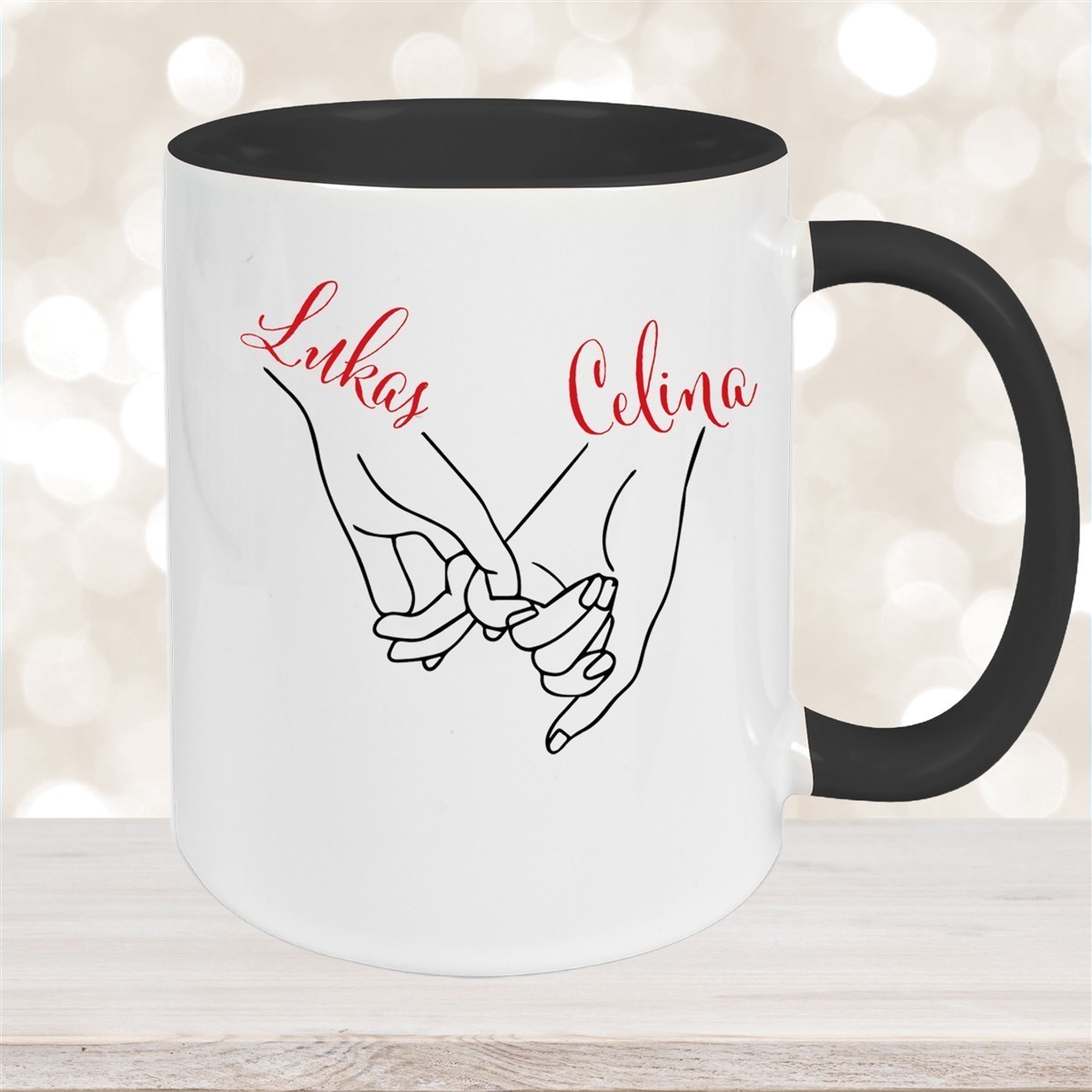 Tasse Hände Valentinstag #5 Wunschnamen Keramik personalisiert versch. Farben