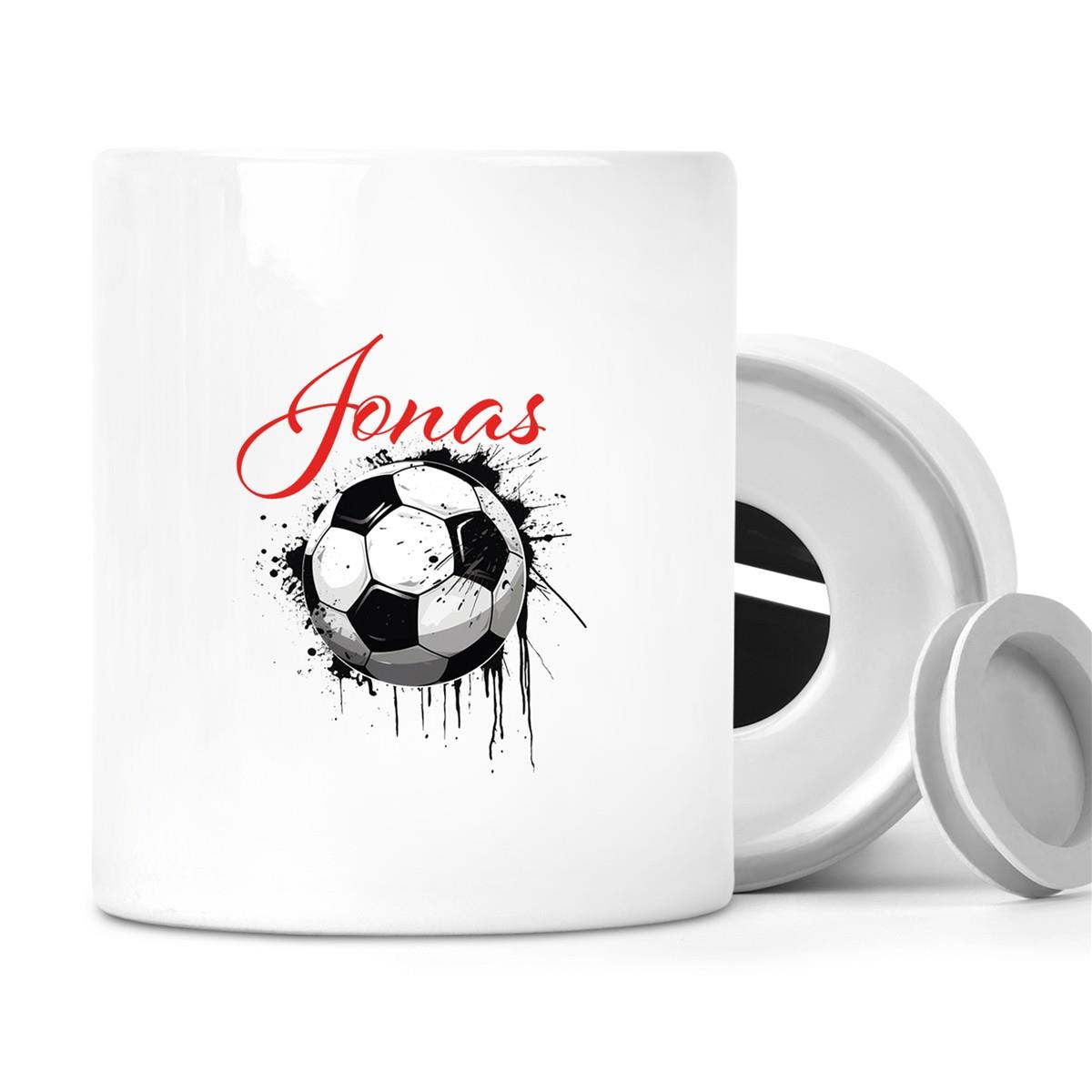 Spardose mit Wunschname Fußball  19 personalisiert