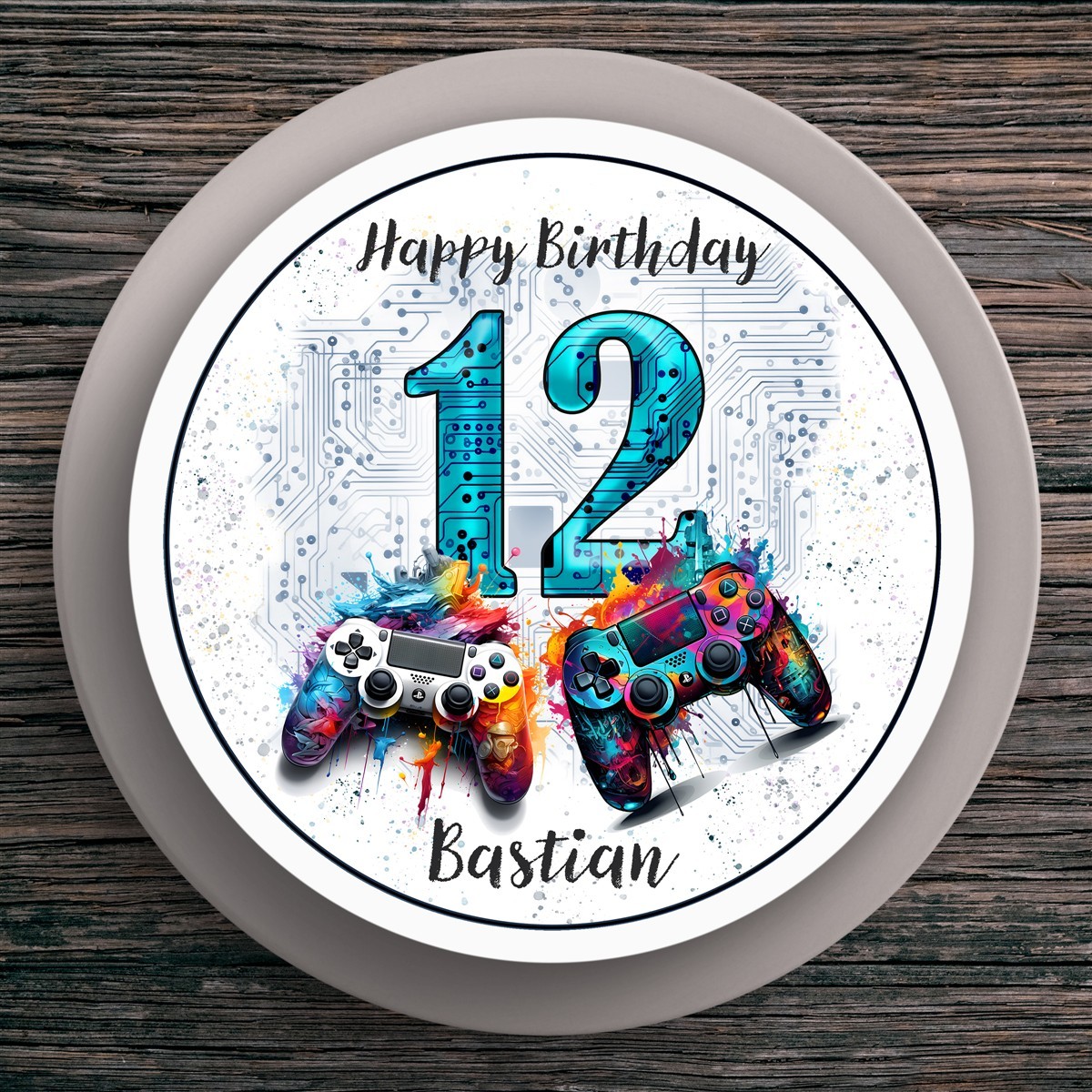 Tortenaufleger Geburtstag Gamer Controller Personalisiert #1 Name & Zahl (20cm) Tortenaufleger Geburtstag Gamer Controller Personalisiert #1 Name & Zahl (20cm)