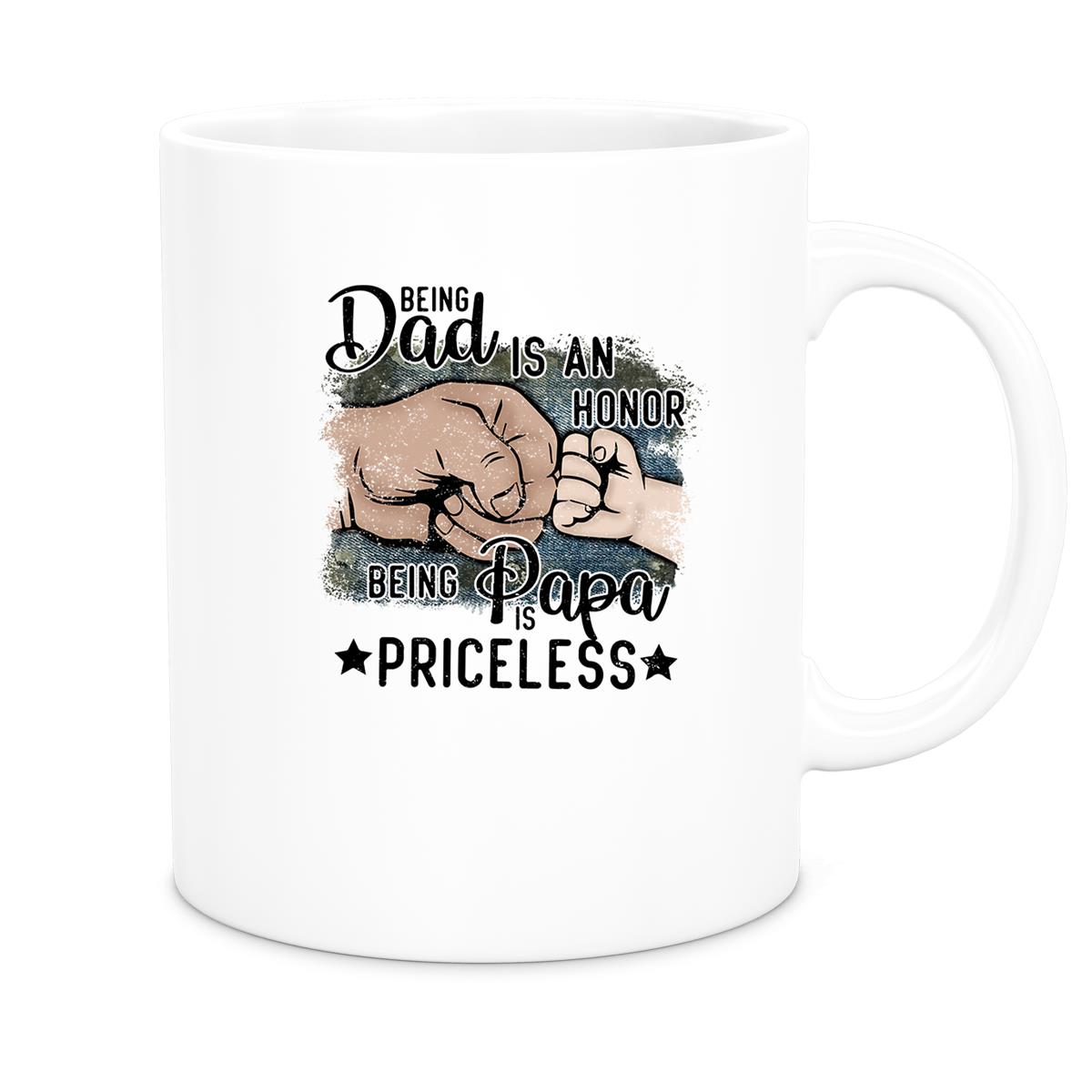 Tasse Vatertag 4 "Being Papa is Priceless" Keramik versch. Farben