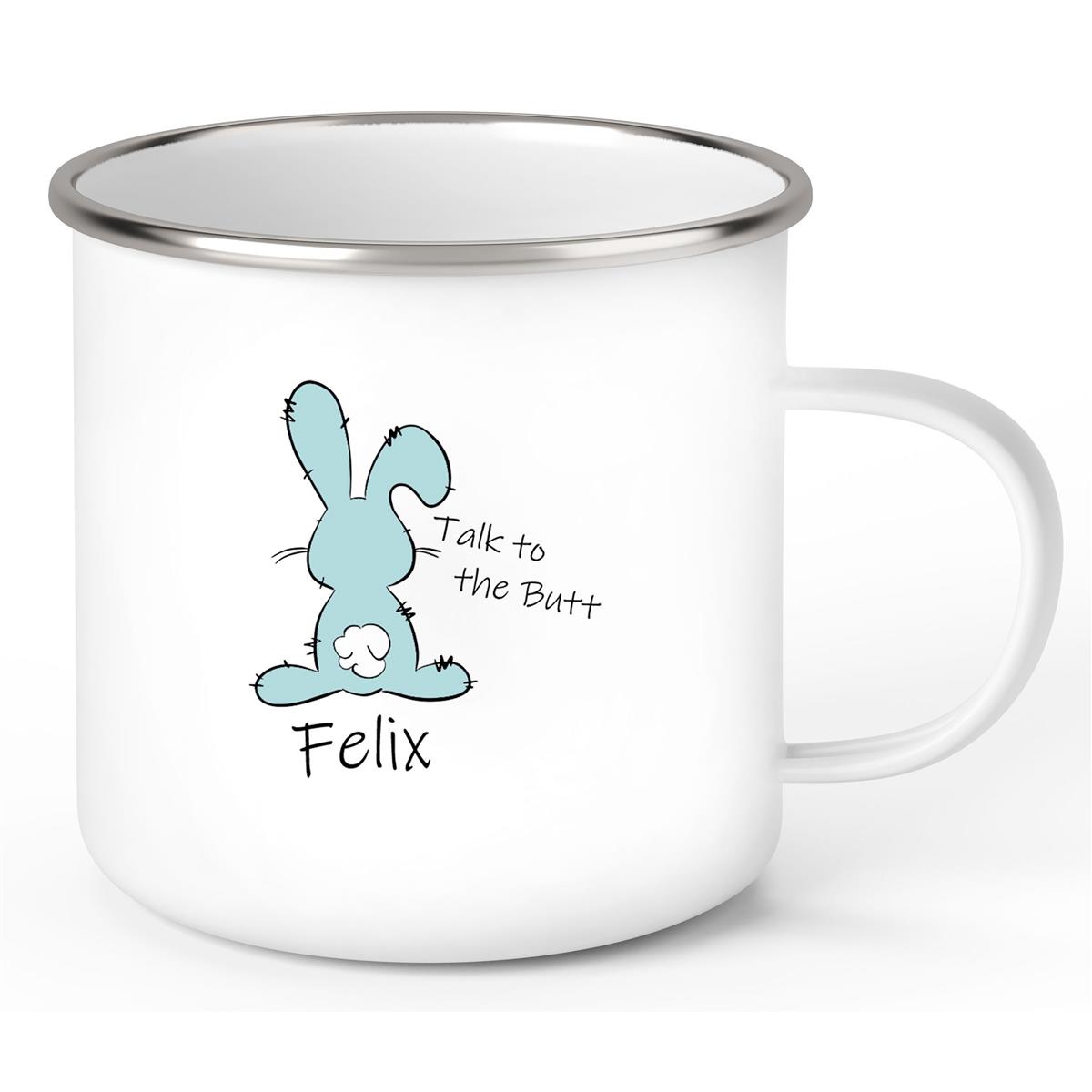 Tasse Ostern - Hase Talk to the Butt 2 Wunschnamen personalisiert Emaillie
