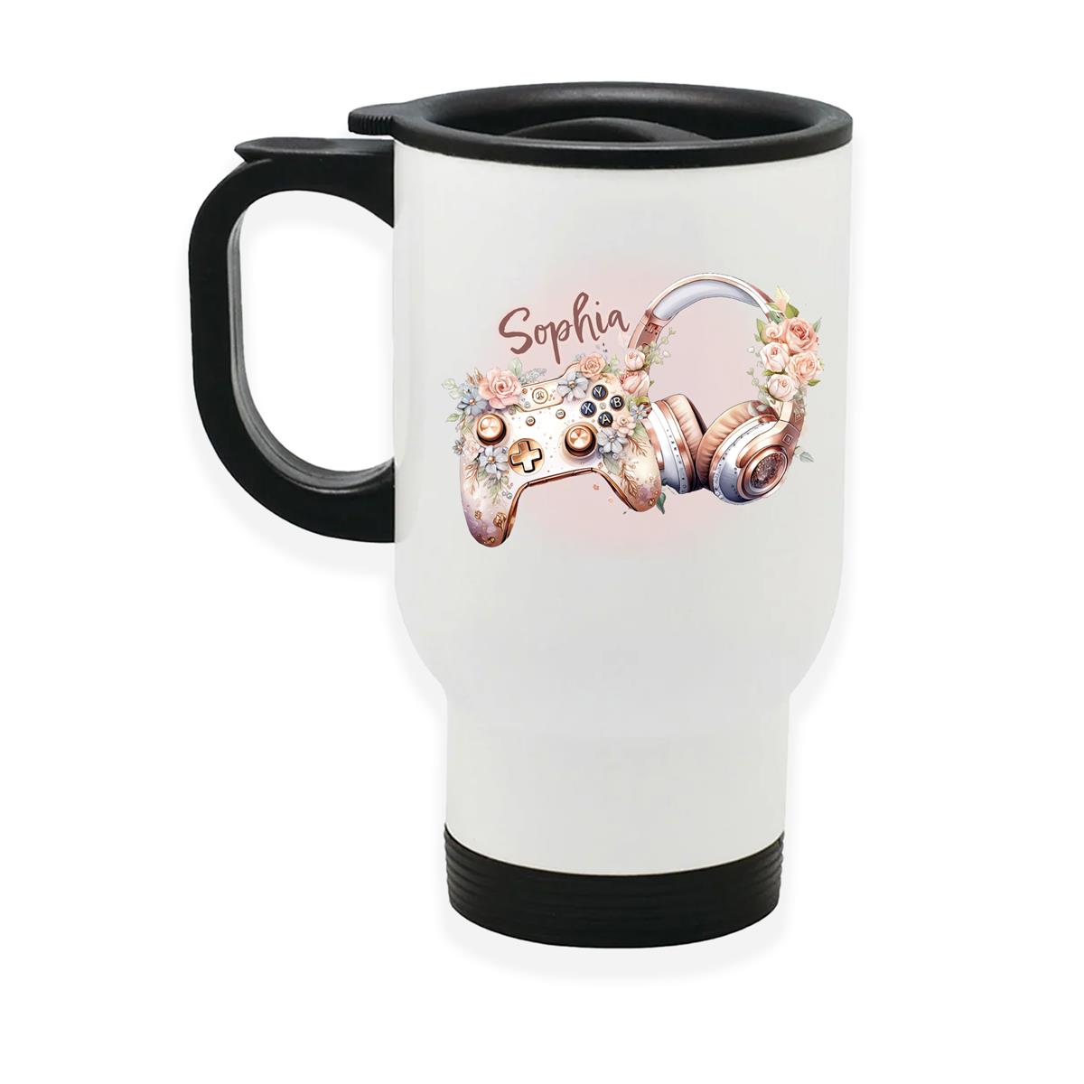 Edelstahl-Thermobecher mit Deckel Gamer 04 weiß