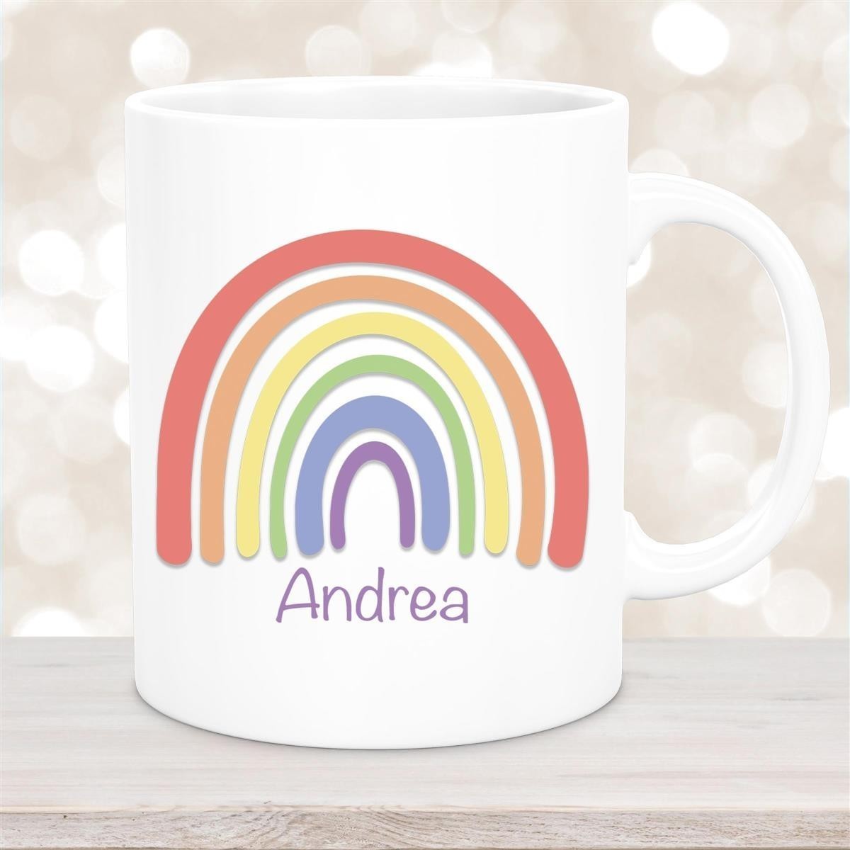 Tasse Wunschname Regenbogen #1 Keramik Kinderbecher Weiß Tasse Wunschname Regenbogen #1 Keramik Kinderbecher Weiß