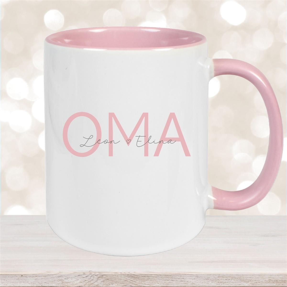 Tasse, Oma, Muttertag, Geburtstag 1 Wunschnamen Keramik Personalisiert versch. Farben