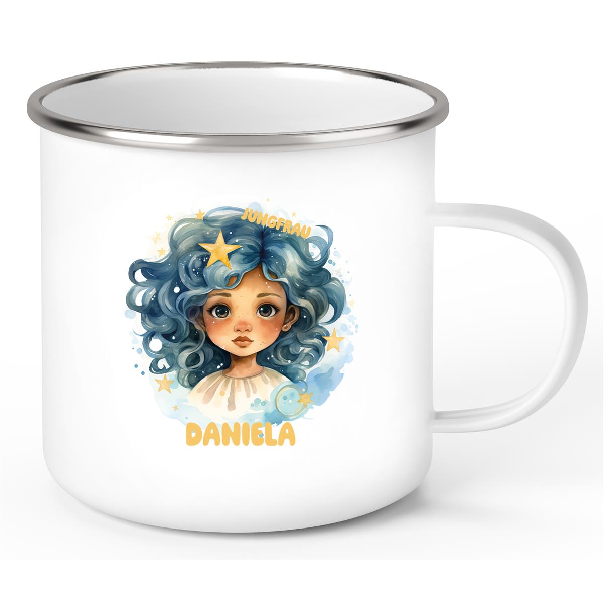 Tasse Sternzeichen Kinder Jungfrau 1 Wunschname Emaille Kinderbecher personalisiert