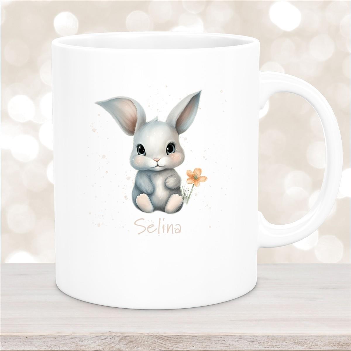 Tasse Ostern - Hase 2 Wunschnamen Keramik personalisiert versch. Farben