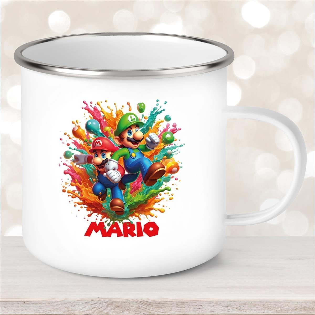 Tasse Wunschname Super-Mario #4 Emaille Kinderbecher personalisiert Tasse Wunschname Super-Mario #4 Emaille Kinderbecher personalisiert