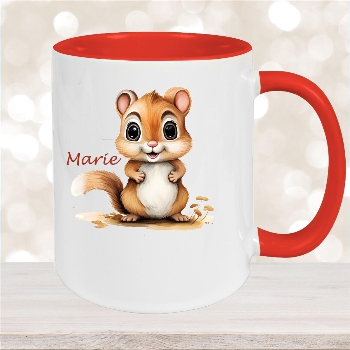 Tasse Wunschname Chipmunk 2 Keramik Kinderbecher personalisiert versch. Farben