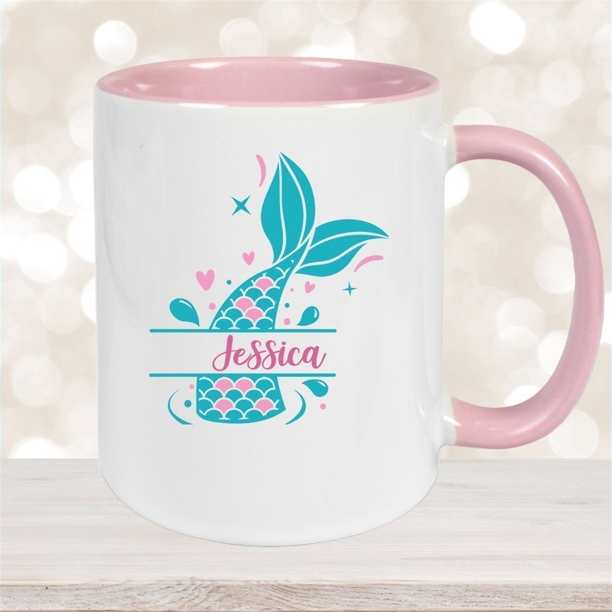Tasse Meerjungfrau-Flosse #1 Wunschname Keramik Kinderbecher personalisiert versch. Farben