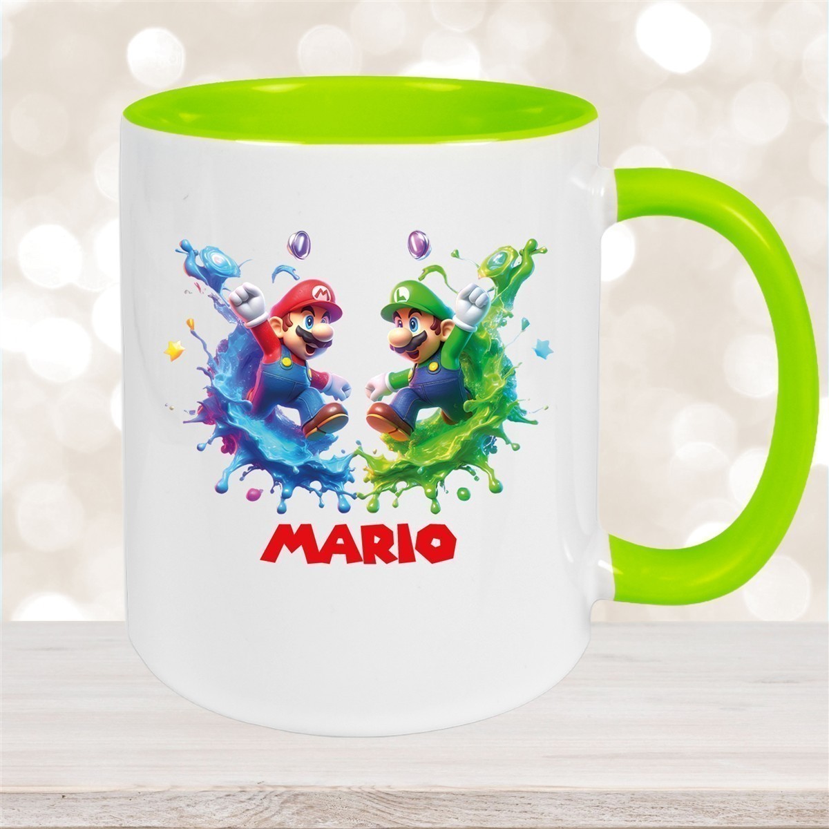 Tasse Wunschname Super-Mario #7 Keramik Kinderbecher personalisiert versch. Farben