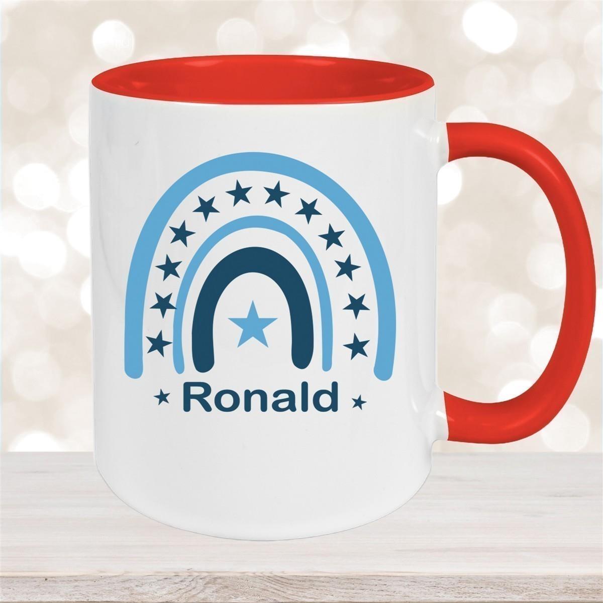 Tasse Wunschname Regenbogen 3 Keramik Kinderbecher versch. Farben