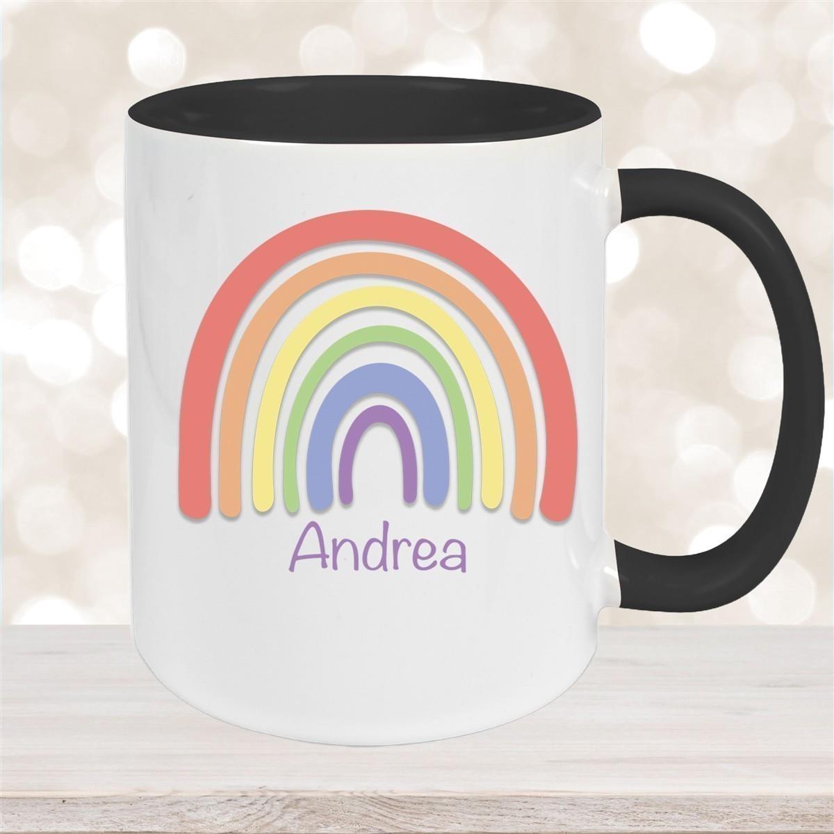 Tasse Wunschname Regenbogen 1 Keramik Kinderbecher versch. Farben