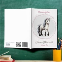 Hausaufgabenheft Einhorn #6  DIN A5 - 48 Blatt mit Name und Klasse