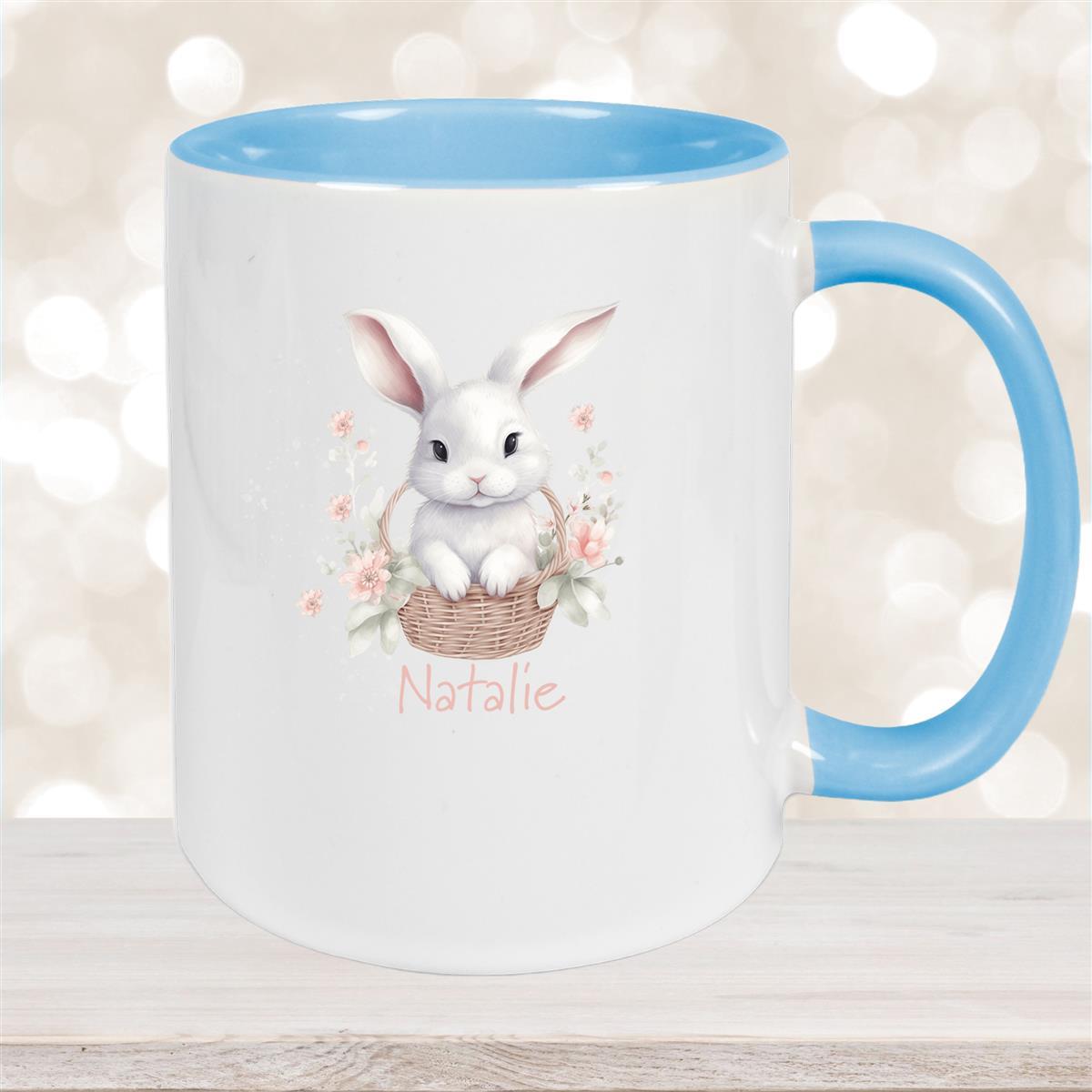 Tasse Hase #1 Wunschnamen Keramik personalisiert Hellblau