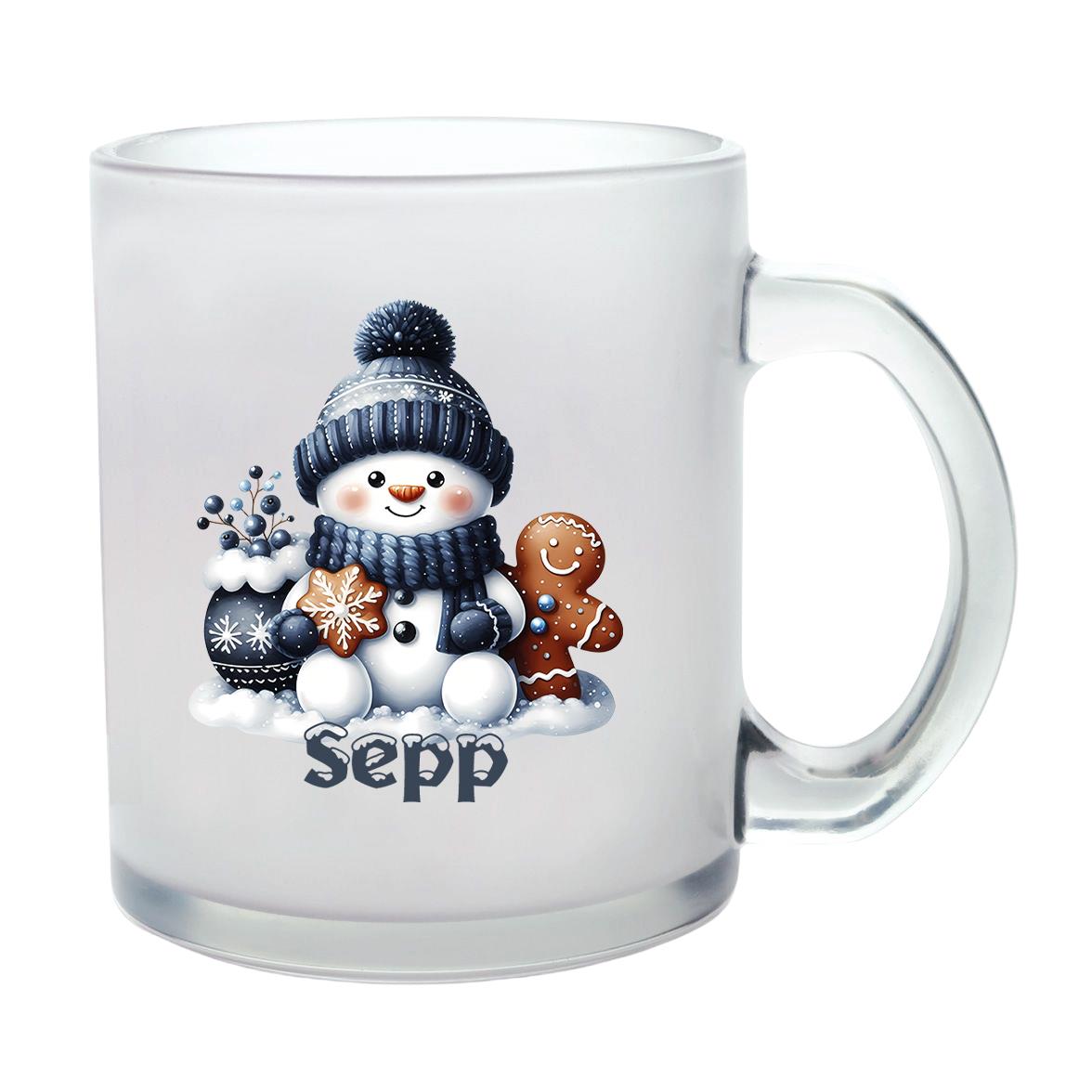 Milchglastasse Wunschname Weihnachten Schneemann 4 Glas Kinderbecher SONDEREDITION