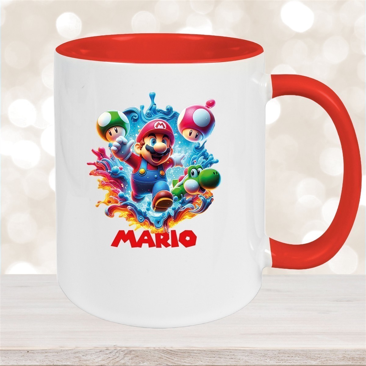 Tasse Wunschname Super-Mario #8 Keramik Kinderbecher personalisiert versch. Farben