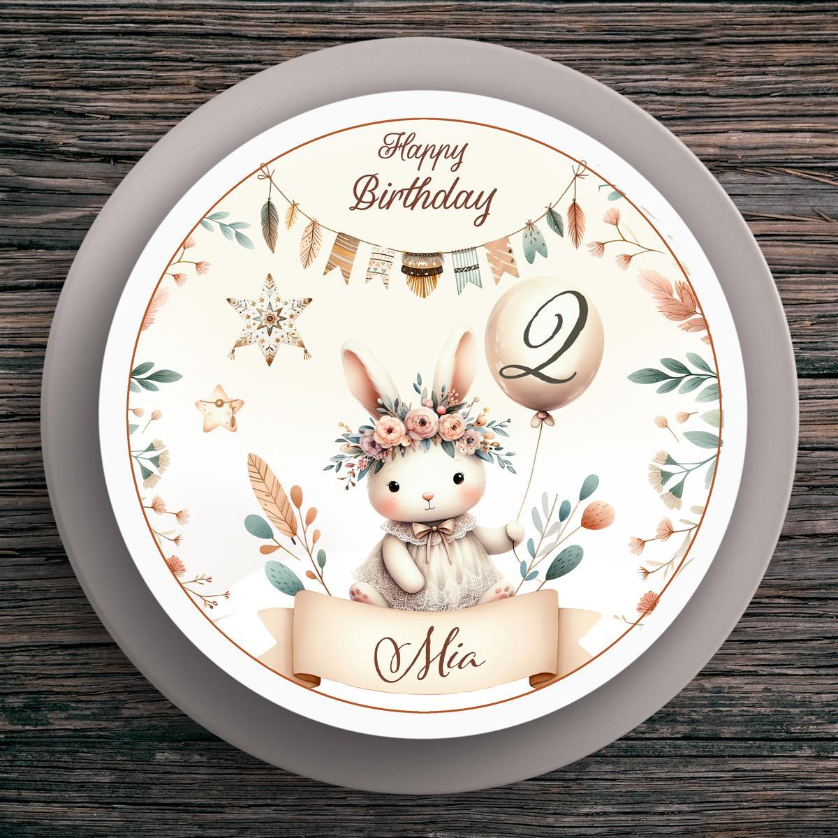 Tortenaufleger Geburtstag Hase #3 Name & Zahl (20cm)