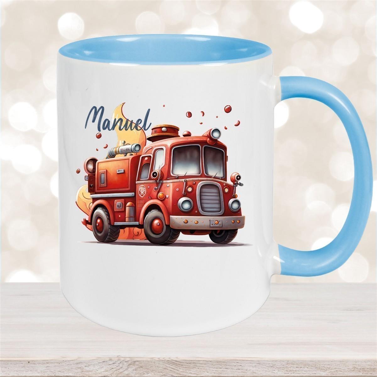 Tasse Wunschname Feuerwehr 1 Keramik Kinderbecher versch. Farben