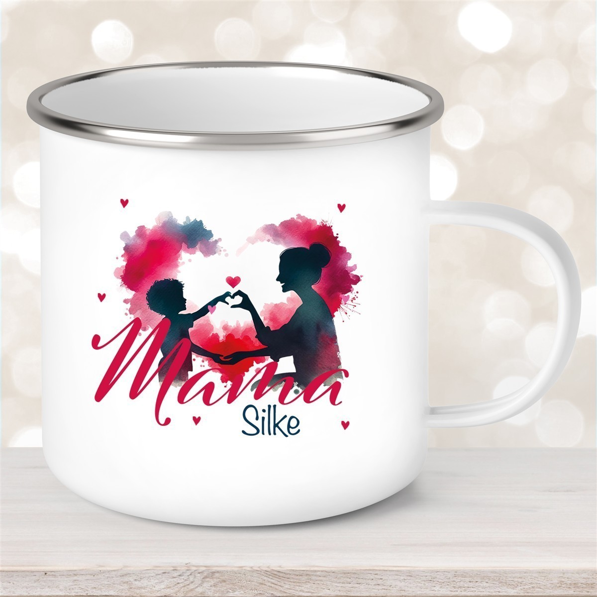 Tasse Muttertag #12 Wunschnamen Emaille Personalisiert Tasse Muttertag #12 Wunschnamen Emaille Personalisiert