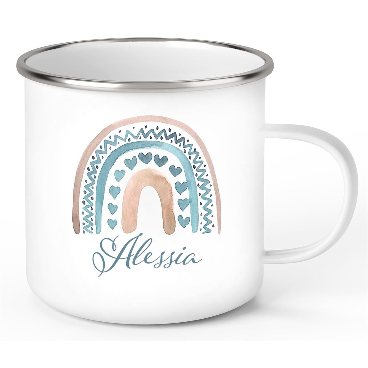 Tasse Wunschname Regenbogen 5 Emaille Kinderbecher