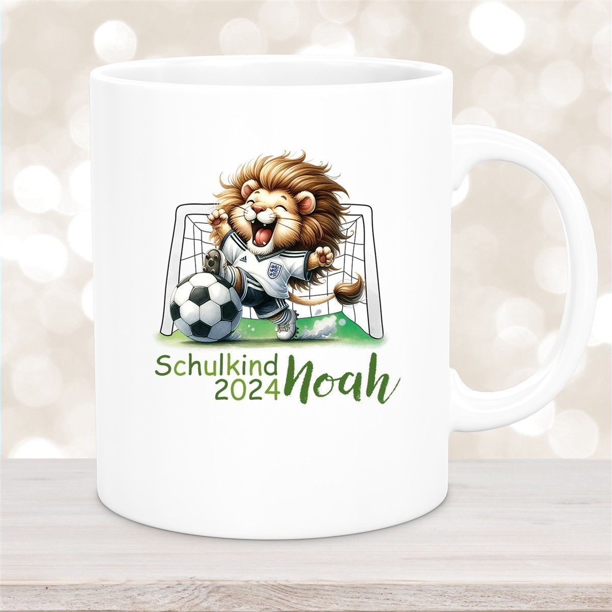 Tasse Schulkind #13 Wunschname Fußball#2 Keramik Kinderbecher Personalisiert versch. Farben