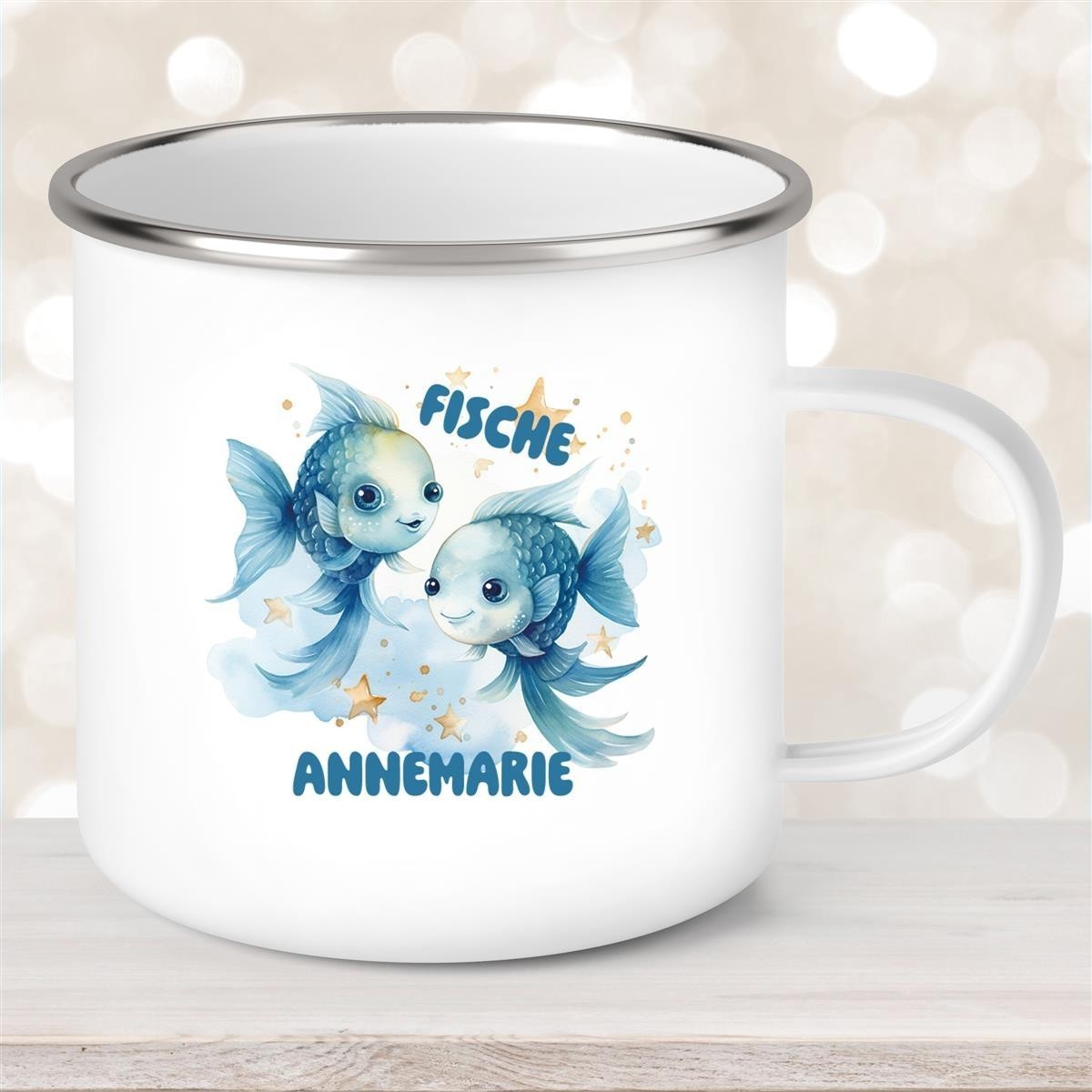 Tasse Sternzeichen Kinder Fische #1 Wunschname Emaille Kinderbecher personalisiert Tasse Sternzeichen Kinder Fische #1 Wunschname Emaille Kinderbecher personalisiert