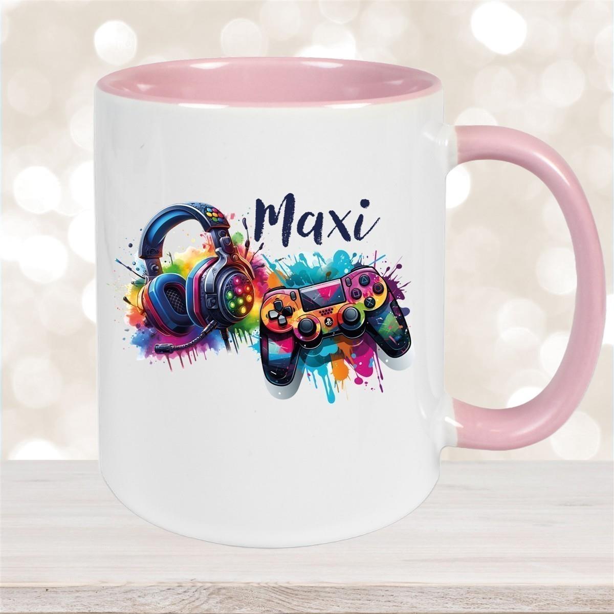 Tasse Gamer 3 Wunschname Keramik Kinderbecher personalisiert versch. Farben