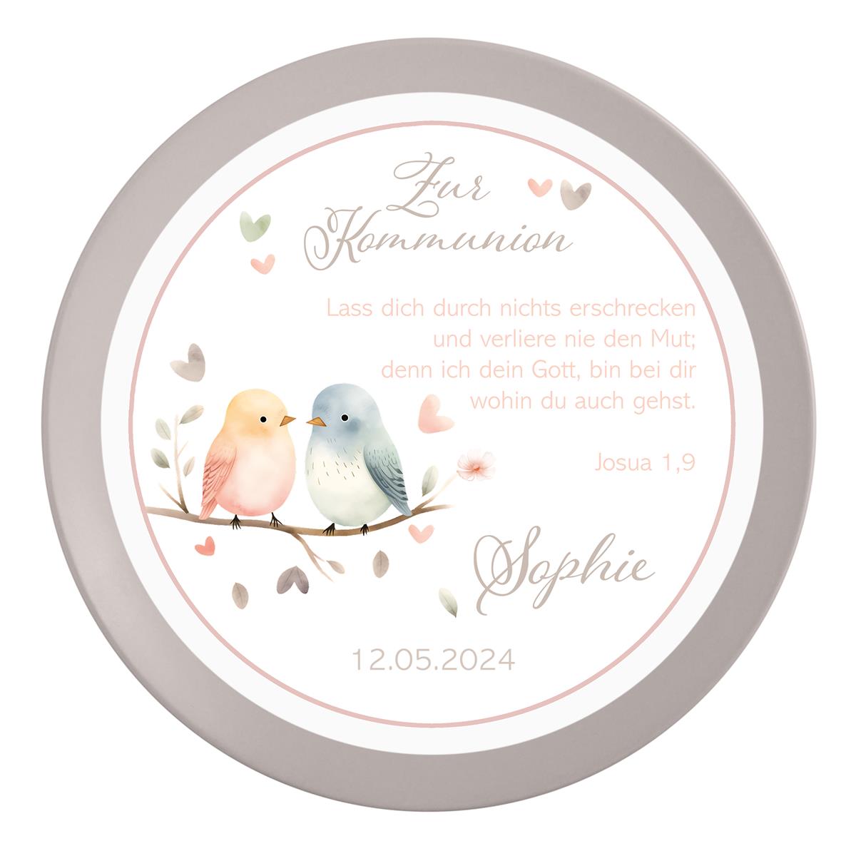 Tortenaufleger Kommunion Vögel #1 Name & Datum (20cm)