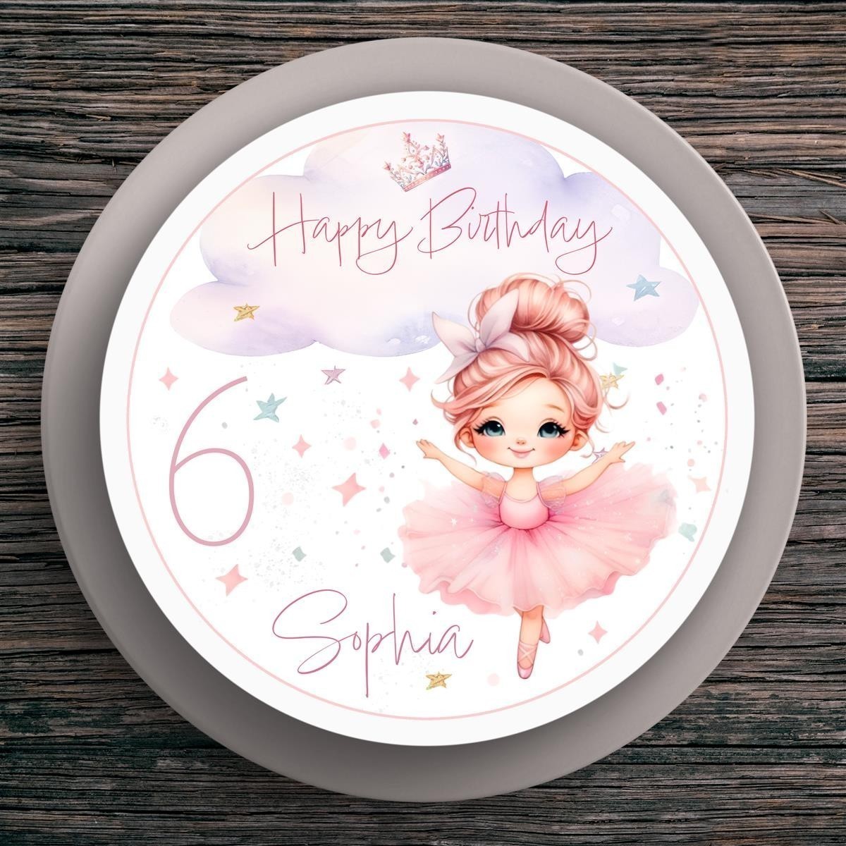 Tortenaufleger Geburtstag Ballerina #1 Name & Zahl (20cm)