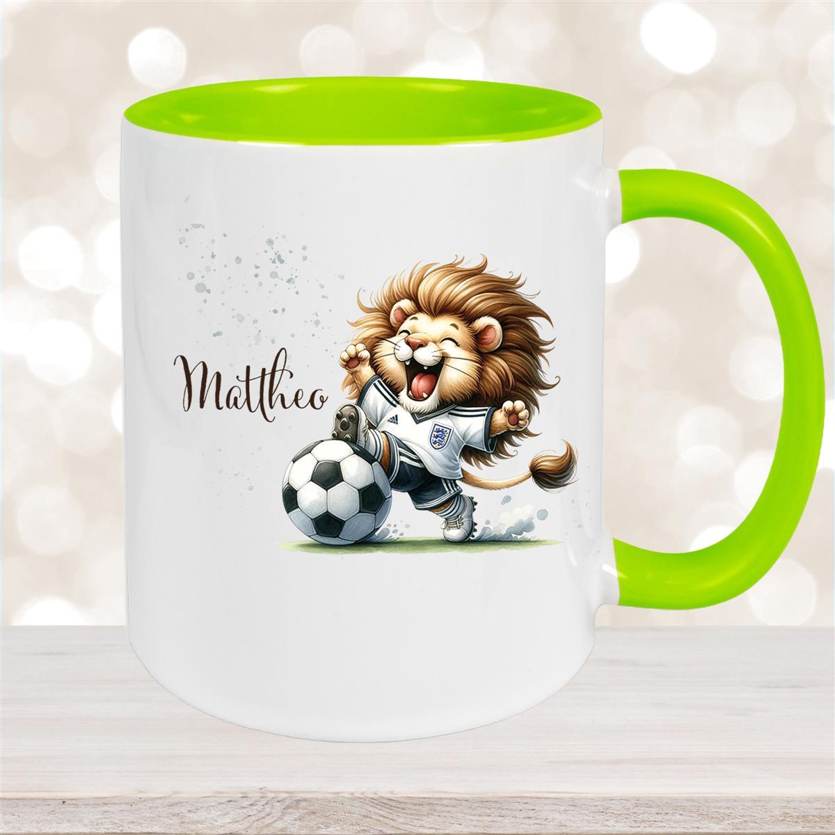 Tasse Fußball #9 Wunschname Keramik Kinderbecher personalisiert versch. Farben