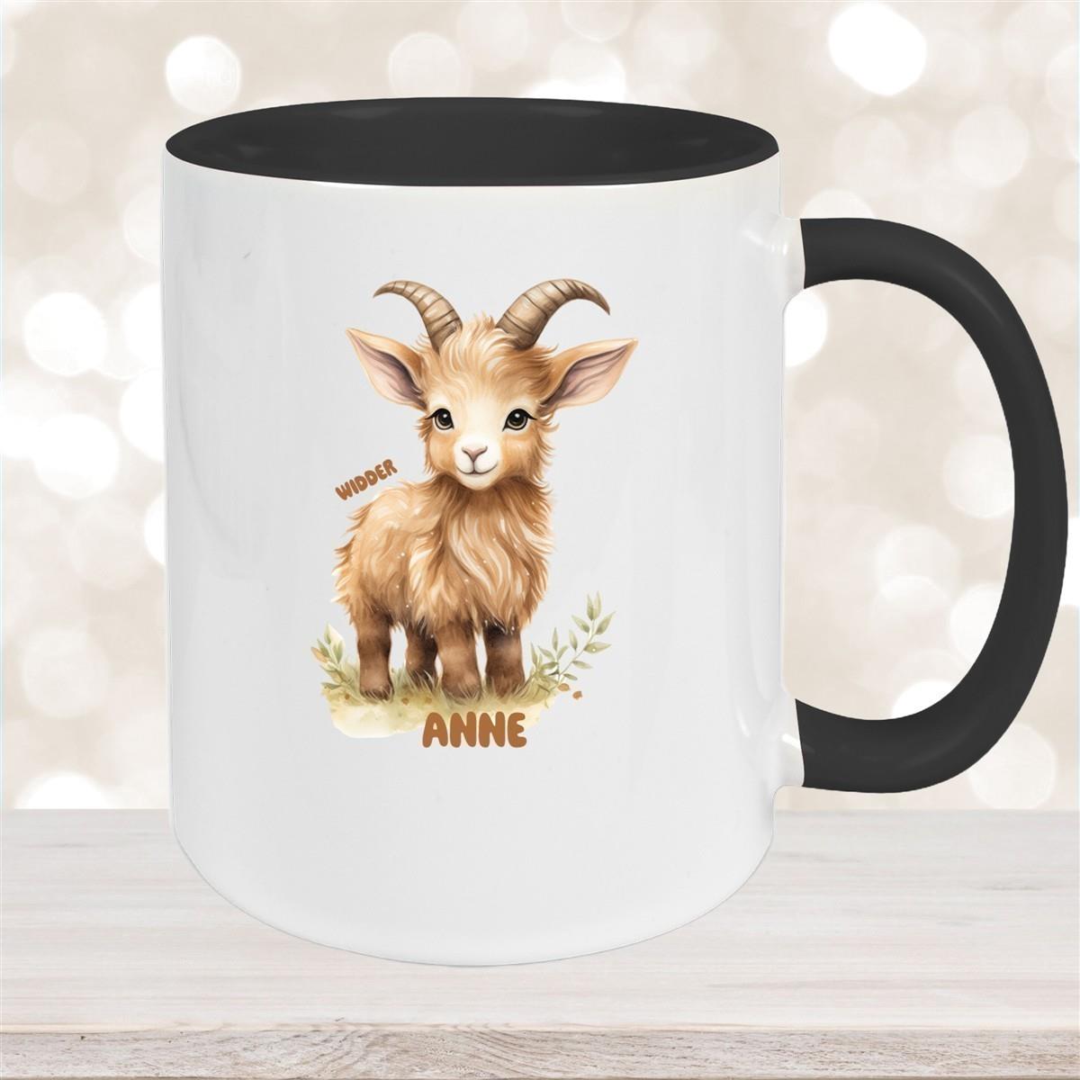 Tasse Sternzeichen Kinder Widder 1 Wunschname Keramik Kinderbecher personalisiert versch. Farben