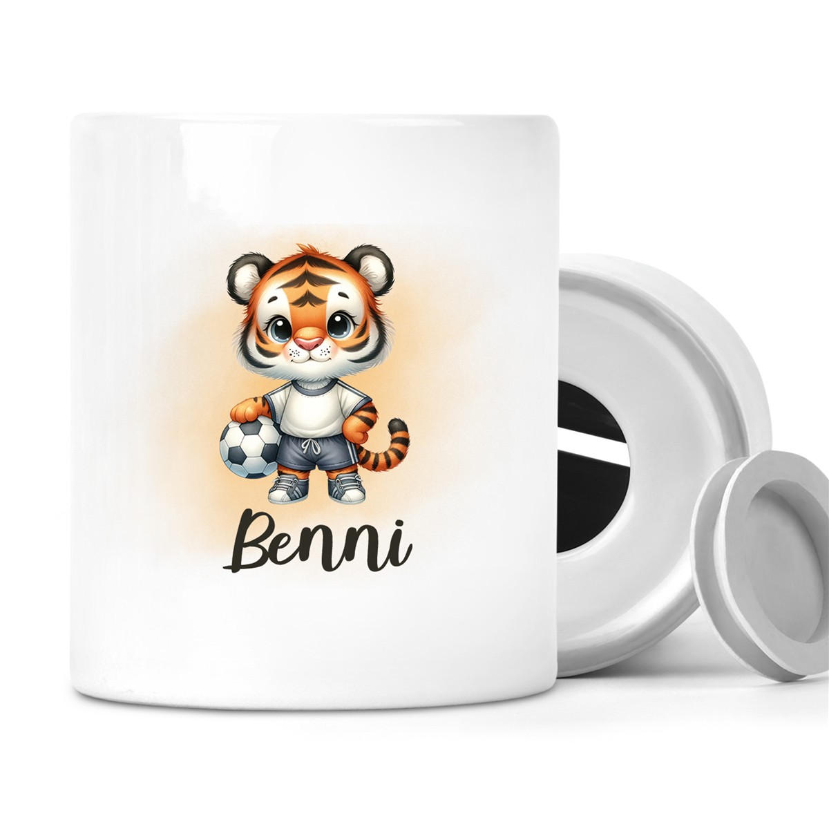 Spardose mit Wunschname Fußball # 16 personalisiert