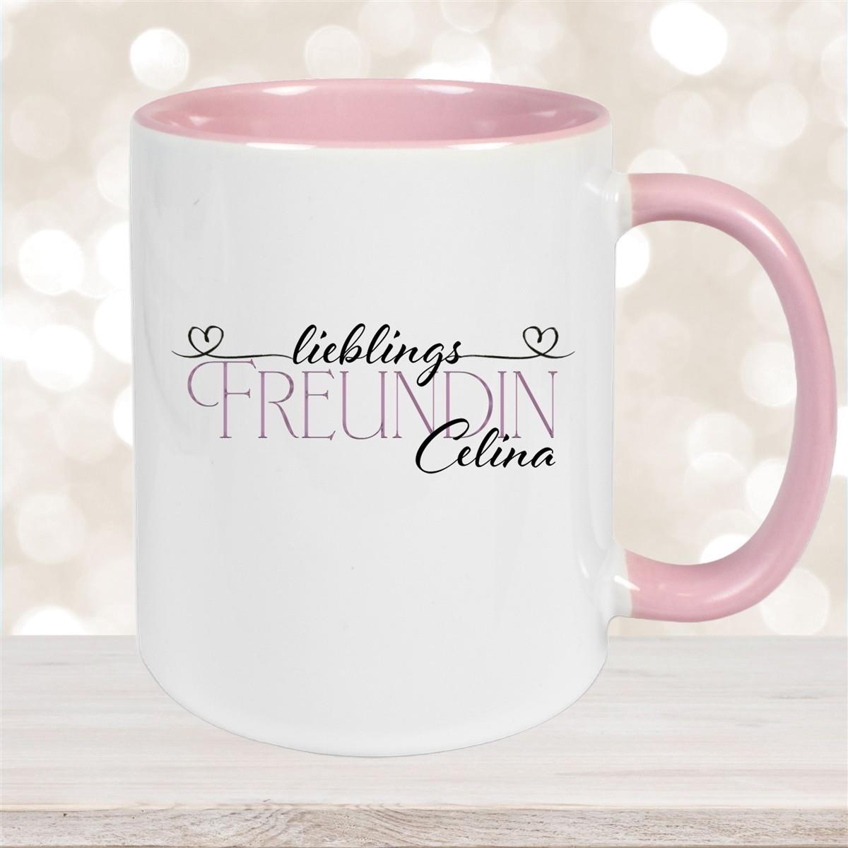 Tasse Wunschname Lieblings-Freundin 1 personalisiert Keramik Becher versch. Farben
