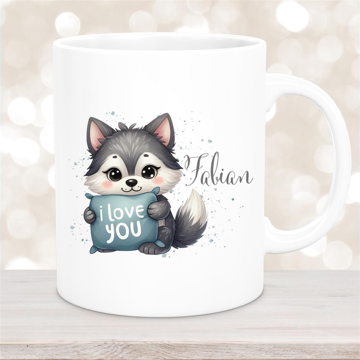 Tasse Liebe - Fuchs Valentinstag Wunschnamen Keramik personalisiert Weiß Tasse Liebe - Fuchs Valentinstag Wunschnamen Keramik personalisiert Weiß