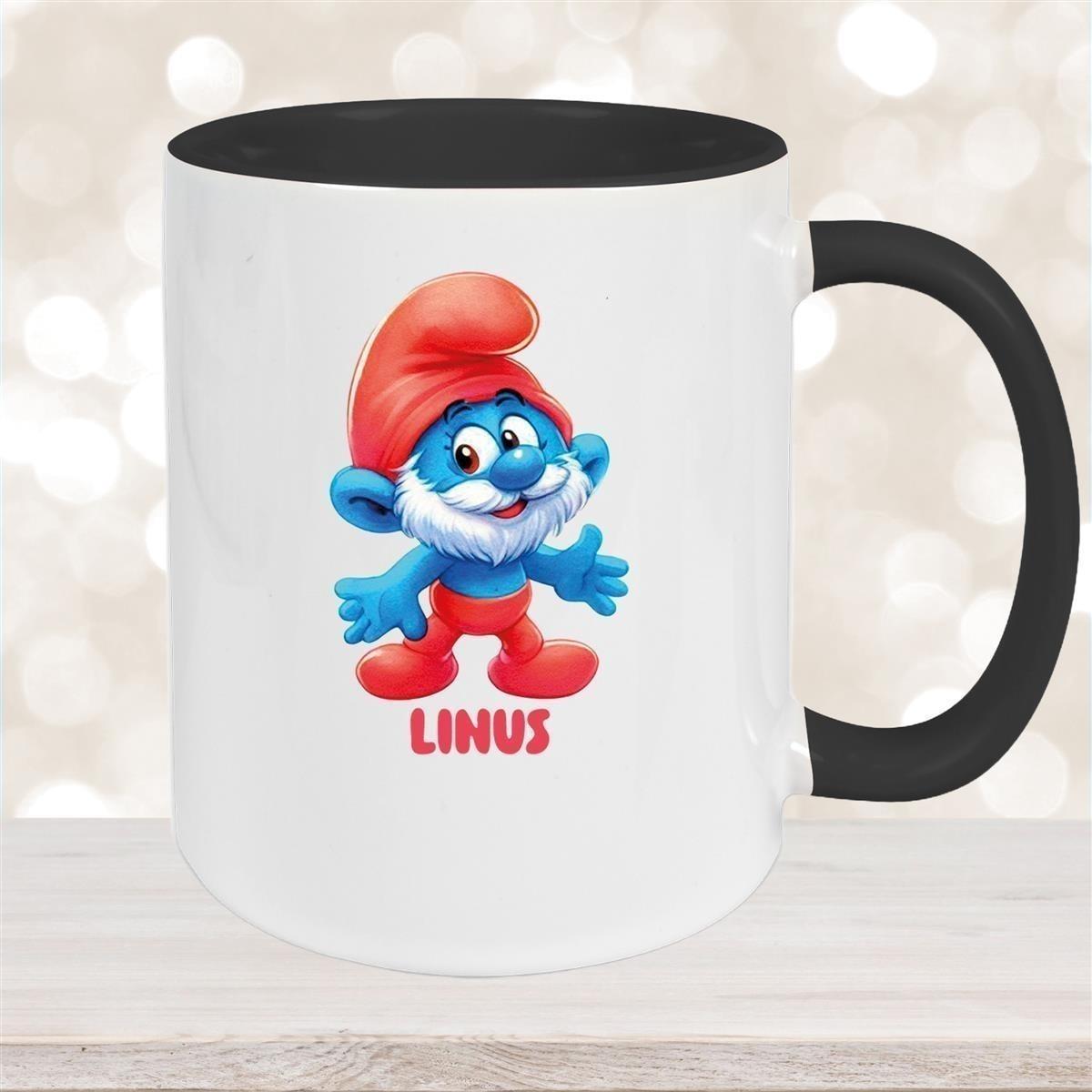 Tasse Kinder Schlumpf 4 Papa Schlumpf Wunschname Keramik Kinderbecher personalisiert versch. Farben